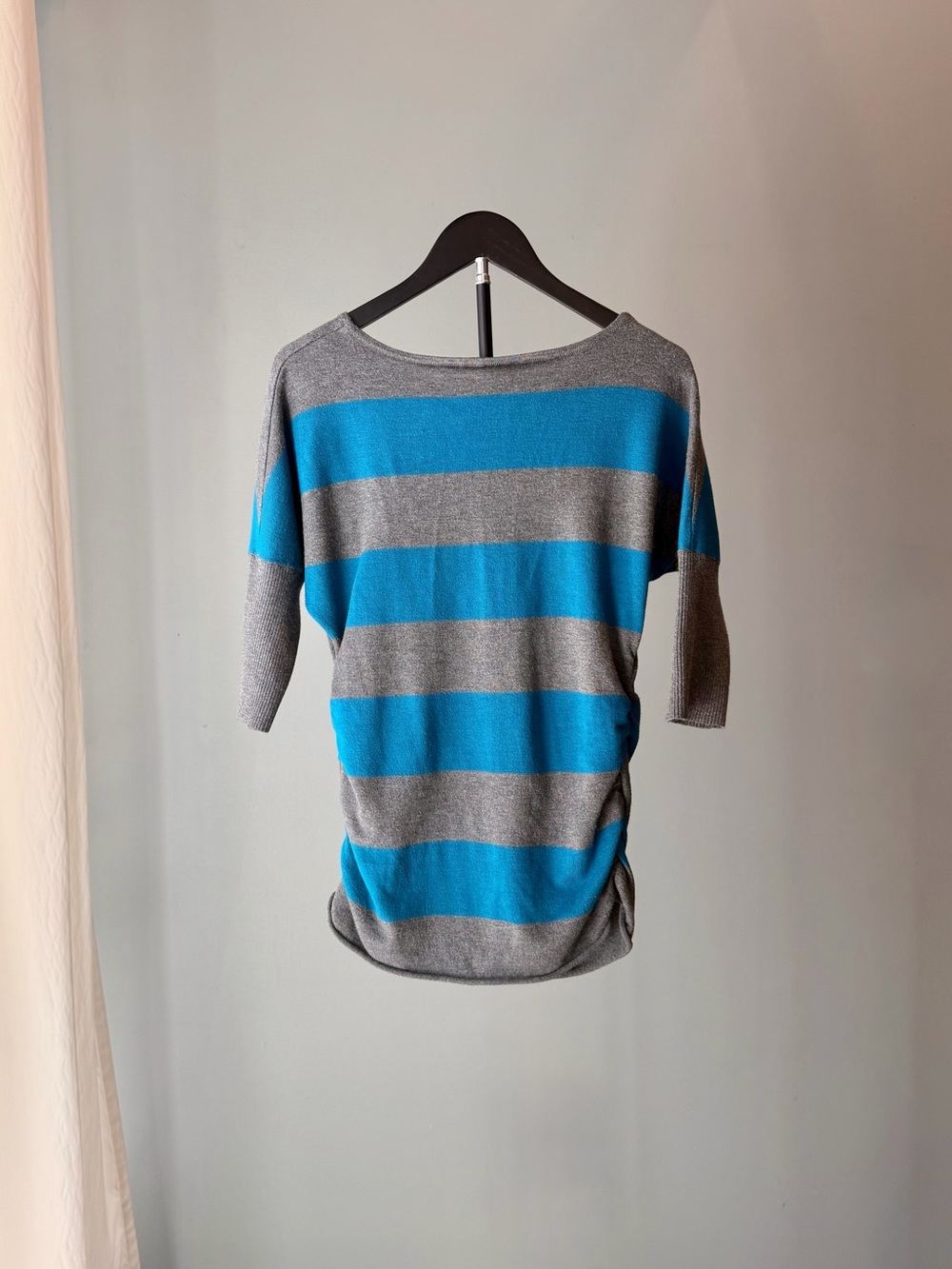 Dots Vintage Y2K Women's Medium Striped Sweater Shirt Retro Blue Gray Casual Tee - Picture 2 of 12
